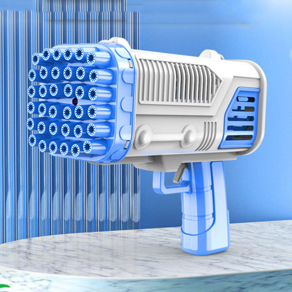 en blå och vit bubbelkanon